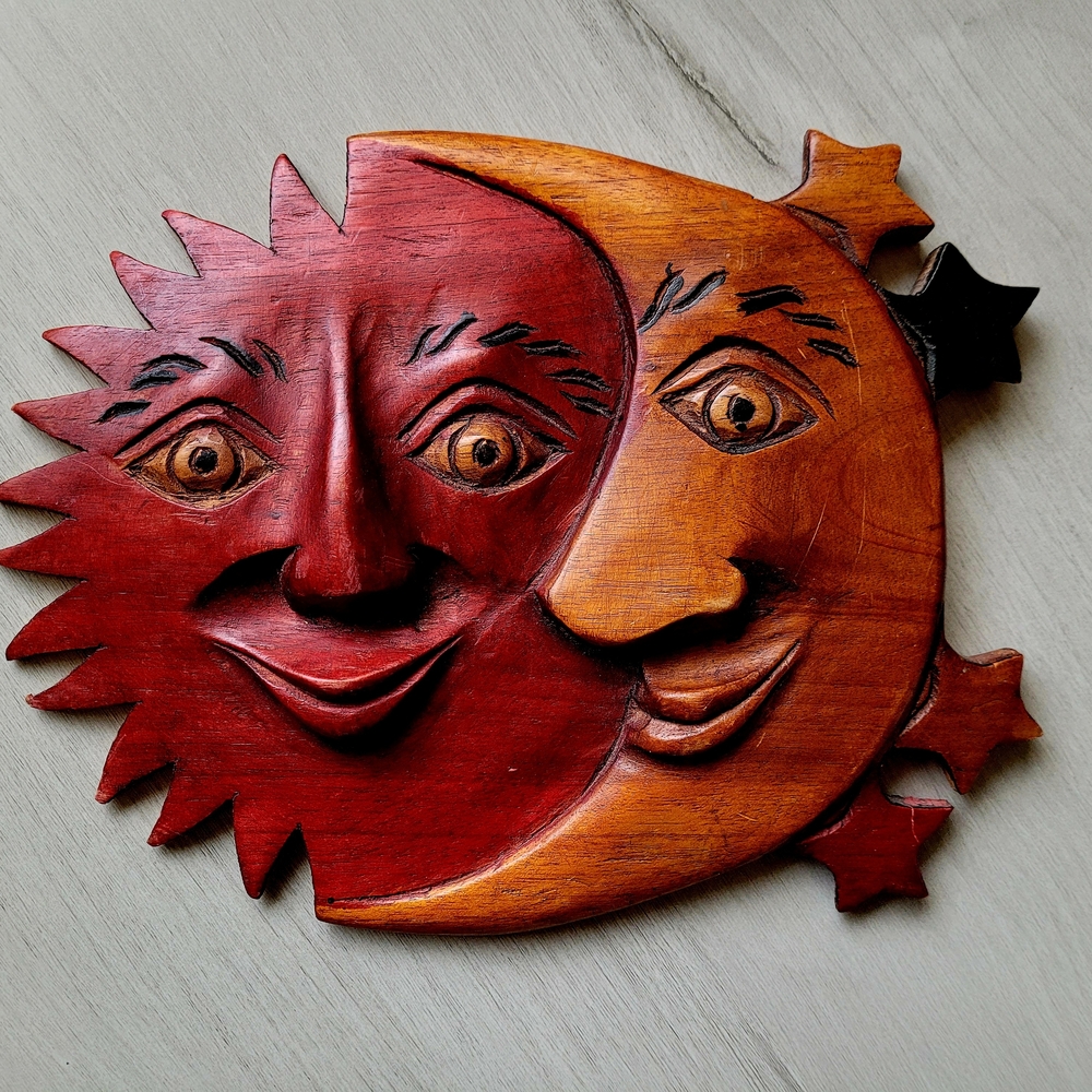 Sun, Moon, And Stars Wooden Wall Art